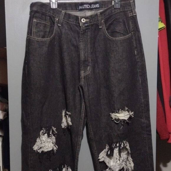 Nauticamens bandana baggy jeans Y2K vintage style36×32 streetwear